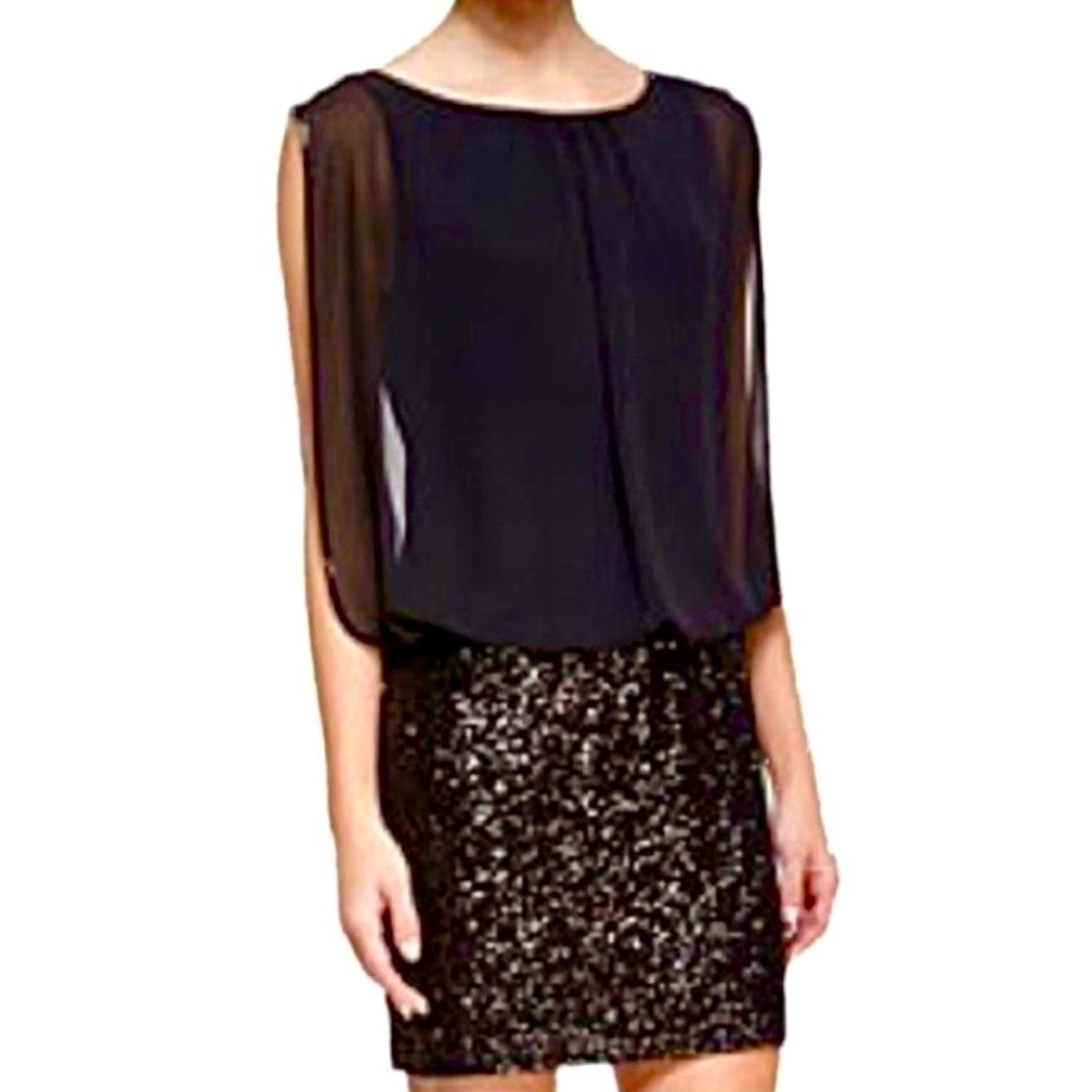 Aidan Mattox Chiffon & Sequin Cocktail Dress Sz 4 #D4